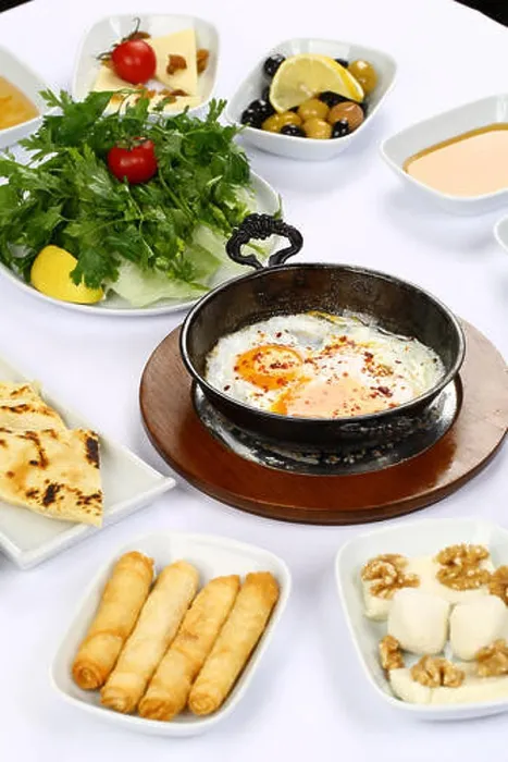Framed Print : Turkish Breakfast with Fried Eggs Framed Print : Turkish Breakfast with Fried Eggs