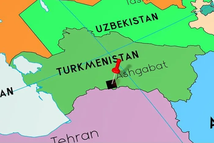 Framed Print : Turkmenistan, Ashgabat - capital city, pinned on political map Framed Print : Turkmenistan, Ashgabat - capital city, pinned on political map