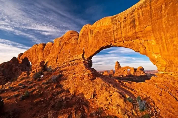 Framed Print : Turret Arch through North Window Arch, Arches National Park, Utah, United States of America Framed Print : Turret Arch through North Window Arch, Arches National Park, Utah, United States of America