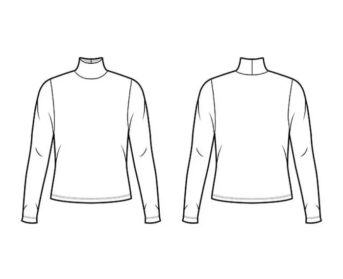 Framed Print : Turtleneck jersey sweater technical fashion illustration with long sleeves Framed Print : Turtleneck jersey sweater technical fashion illustration with long sleeves