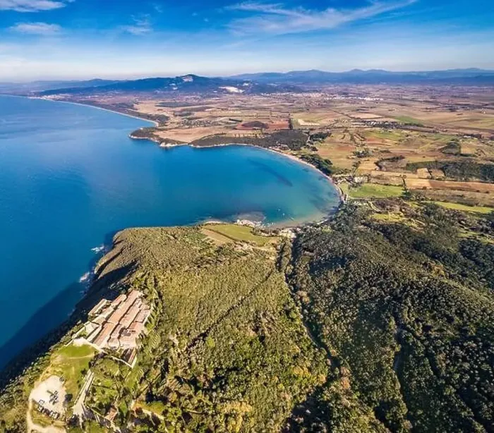Framed Print : Tuscany, Populonia coastline, view from a drone Framed Print : Tuscany, Populonia coastline, view from a drone