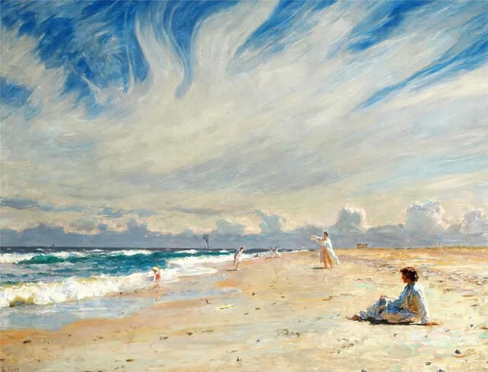 Framed Print : Tuxen Laurits - Seaside Life on Skagen Beach in the Midday Sun Framed Print : Tuxen Laurits - Seaside Life on Skagen Beach in the Midday Sun