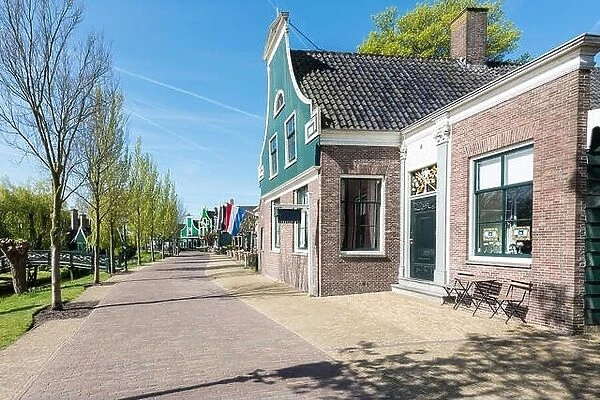 Typical dutch stone houses in old small village near Amsterdam, Netherlands