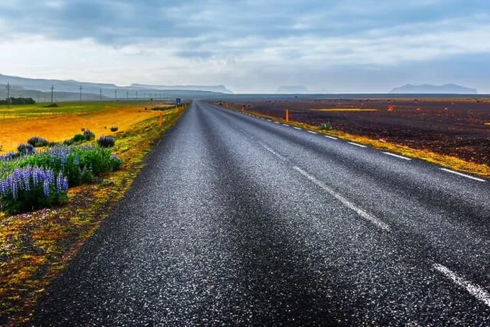 Framed Print : Typical Iceland landscape with road and mountains on background. Summer time Framed Print : Typical Iceland landscape with road and mountains on background. Summer time