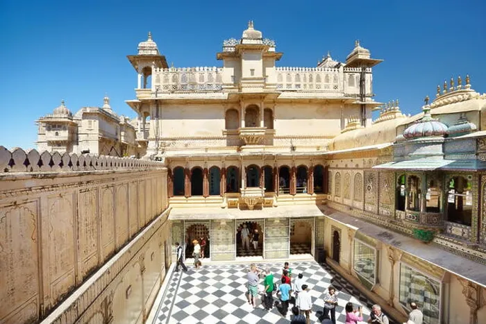 Framed Print : Udaipur - interior courtyard in the Udaipur City Palace, Udaipur, Rajasthan, India