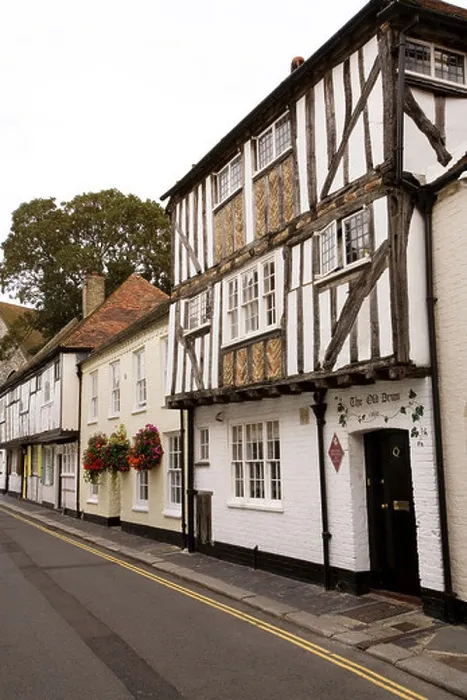 Framed Print : UK Kent Sandwich Church Street St Marys medieval timber framed houses Framed Print : UK Kent Sandwich Church Street St Marys medieval timber framed houses