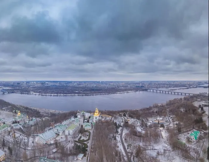 Framed Print : Ukraine. Kiev. Early winter. Overcast. The city and the Dnieper River. Aerial view Framed Print : Ukraine. Kiev. Early winter. Overcast. The city and the Dnieper River. Aerial view