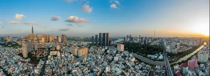 Framed Print : Ultra hi resolution dramatic Aerial panorama from Binh Thanh district Ho Chi Minh City taking in major city buildings Framed Print : Ultra hi resolution dramatic Aerial panorama from Binh Thanh district Ho Chi Minh City taking in major city buildings
