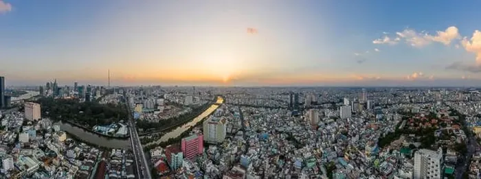Framed Print : Ultra high definition Sunset aerial panorama of Ho Chi Minh City or Saigon Vietnam looking West from Binh Thanh district Framed Print : Ultra high definition Sunset aerial panorama of Ho Chi Minh City or Saigon Vietnam looking West from Binh Thanh district