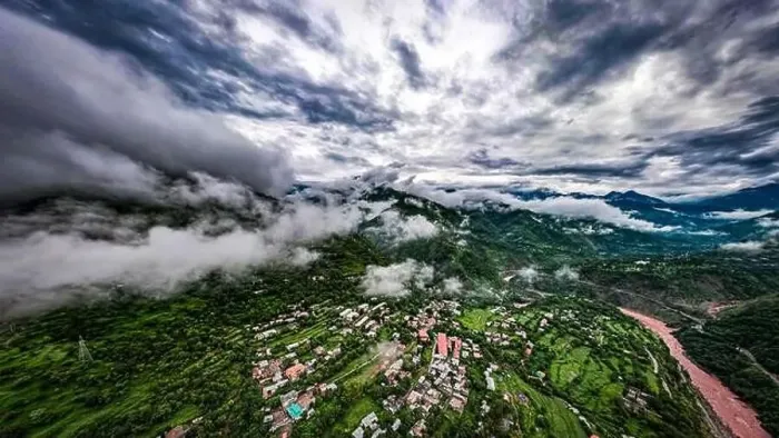 Framed Print : Ultrawide drone view of a mountains landscape Framed Print : Ultrawide drone view of a mountains landscape