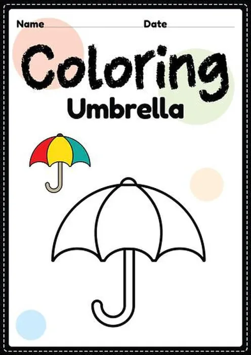 Framed Print : Umbrella coloring page picture worksheet for preschool Framed Print : Umbrella coloring page picture worksheet for preschool