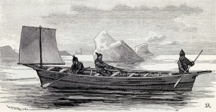 Framed Print : The umiak, umiaq, umiac, oomiac or oomiak is a type of boat used by Eskimo people. Its name means woman's boat Framed Print : The umiak, umiaq, umiac, oomiac or oomiak is a type of boat used by Eskimo people. Its name means woman's boat