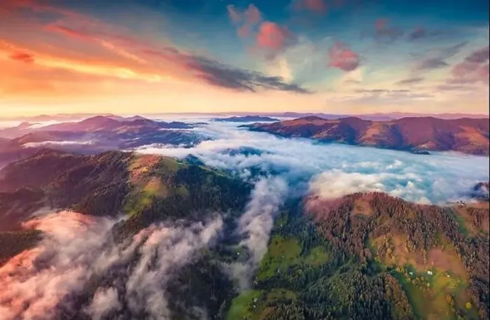 Framed Print : Unbelievable colors sunrise on Carpathian mountains Framed Print : Unbelievable colors sunrise on Carpathian mountains