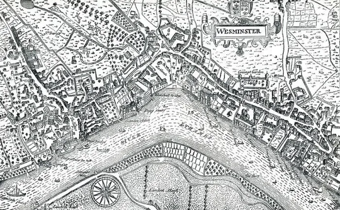 Framed Print : Undeveloped Westminster map in 16th Century London England. Heart of London including Whitehall and River Thames Framed Print : Undeveloped Westminster map in 16th Century London England. Heart of London including Whitehall and River Thames
