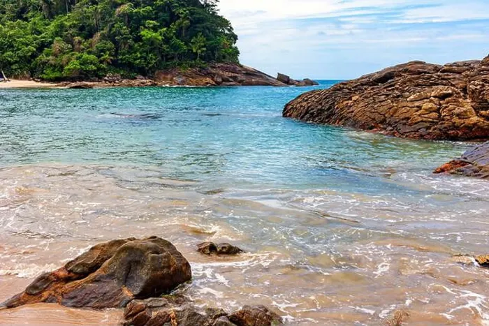Framed Print : Untouched and deserted beach, surrounded by rainforest Framed Print : Untouched and deserted beach, surrounded by rainforest