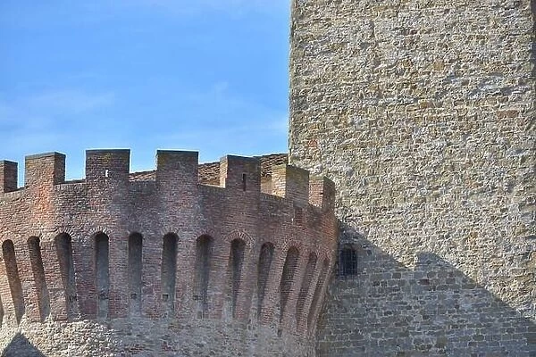 The upper part of a tower of an ancient fortress, Italy, Europe