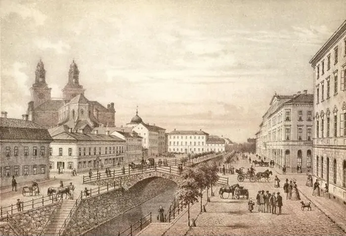 Framed Print : Uppsala Ågatorna med Nybron 1870 Alexander Nay SFGT9 Framed Print : Uppsala Ågatorna med Nybron 1870 Alexander Nay SFGT9