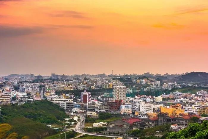 Framed Print : Urasoe, Okinawa, Japan town skyline at twilight Framed Print : Urasoe, Okinawa, Japan town skyline at twilight
