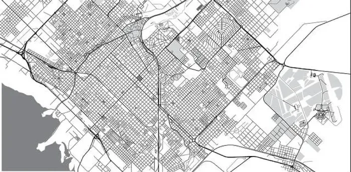 Framed Print : Urban vector city map of Bahia Blanca, Argentina Framed Print : Urban vector city map of Bahia Blanca, Argentina
