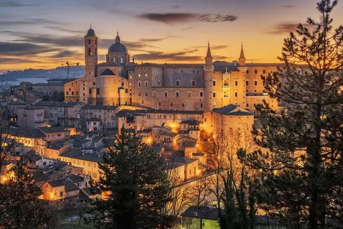 Framed Print : Urbino, Italy medieval walled city in the Marche region at dawn Framed Print : Urbino, Italy medieval walled city in the Marche region at dawn