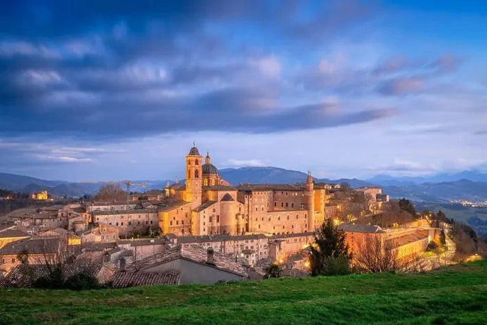 Framed Print : Urbino, Italy medieval walled city in the Marche region at twilight Framed Print : Urbino, Italy medieval walled city in the Marche region at twilight