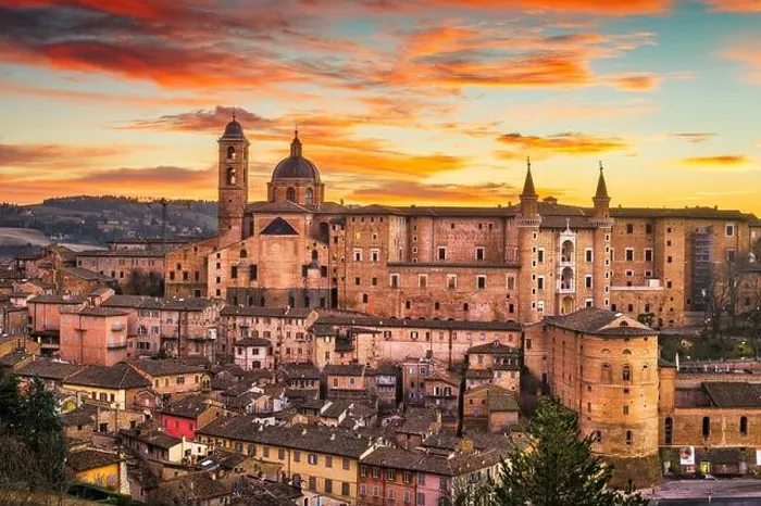 Framed Print : Urbino, Italy medieval walled city in the Marche region at twilight Framed Print : Urbino, Italy medieval walled city in the Marche region at twilight
