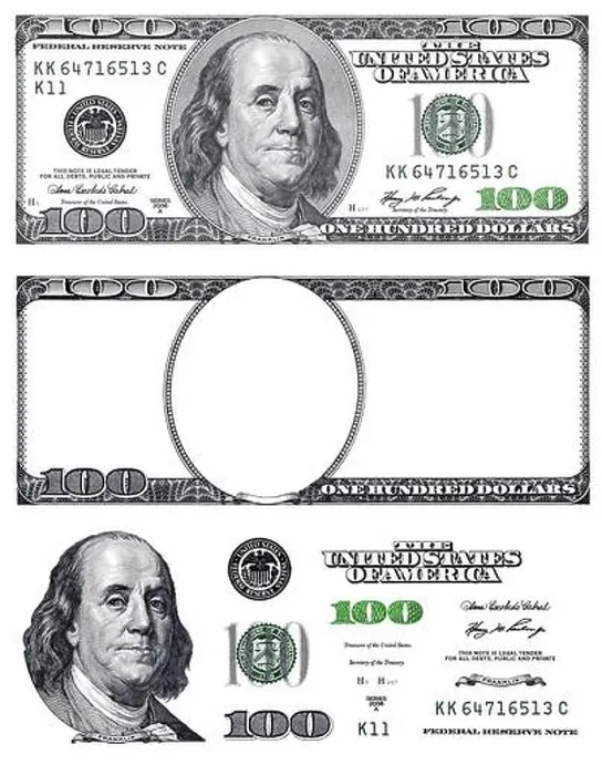 Framed Print : U.S. 100 dollar banknote. Elements for design purpose on white background Framed Print : U.S. 100 dollar banknote. Elements for design purpose on white background