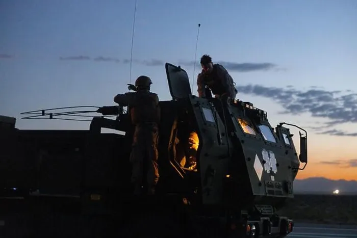 Framed Print : U.S. Marines with Marine Aviation Weapons and Tactics Squadron One conduct a safety check on a High Mobility Artillery Rocket System during Weapons Framed Print : U.S. Marines with Marine Aviation Weapons and Tactics Squadron One conduct a safety check on a High Mobility Artillery Rocket System during Weapons