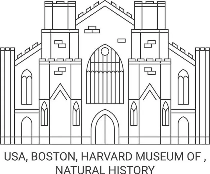 Framed Print : Usa, Boston, Harvard Museum Of, Natural History travel landmark vector illustration Framed Print : Usa, Boston, Harvard Museum Of, Natural History travel landmark vector illustration