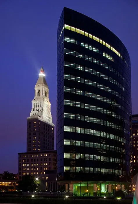 Framed Print : USA, Connecticut, Hartford, Phoenix Building and city skyline at dusk Framed Print : USA, Connecticut, Hartford, Phoenix Building and city skyline at dusk