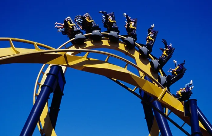 Framed Print : USA, Texas, Dallas, Six Flags Over Texas amusement park, Roller Coaster against blue sky Framed Print : USA, Texas, Dallas, Six Flags Over Texas amusement park, Roller Coaster against blue sky