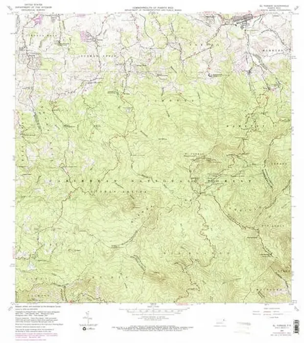 Framed Print : USGS TOPO Map Puerto Rico PR El Yunque 362106 1967 20000 Restoration Framed Print : USGS TOPO Map Puerto Rico PR El Yunque 362106 1967 20000 Restoration
