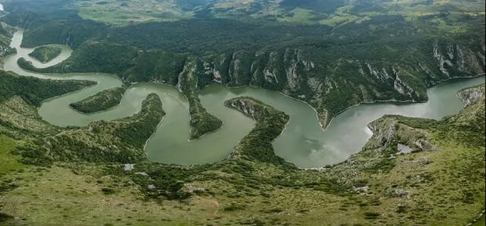 Framed Print : The Uvac Gorge in southern Serbia is especially known for entrenched meanders in a 100 m (330 ft) deep canyon Framed Print : The Uvac Gorge in southern Serbia is especially known for entrenched meanders in a 100 m (330 ft) deep canyon