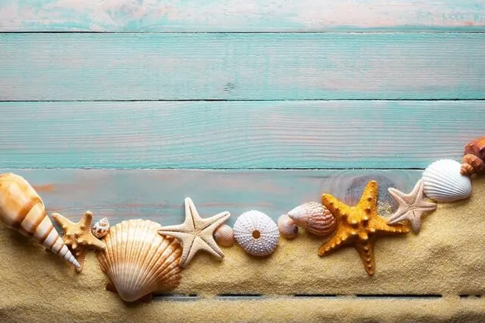 Framed Print : Vacations and summer time concept with starfish and sea shells on a turquoise wooden table with sand Framed Print : Vacations and summer time concept with starfish and sea shells on a turquoise wooden table with sand