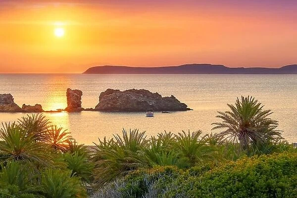 Vai Beach at sunrise, Crete Island, Greece
