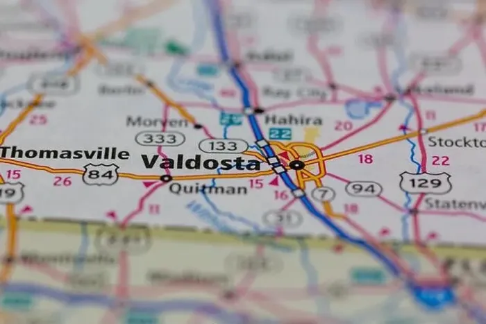 Framed Print : Valdosta Georgia USA Shown on a Geography map or road map Framed Print : Valdosta Georgia USA Shown on a Geography map or road map
