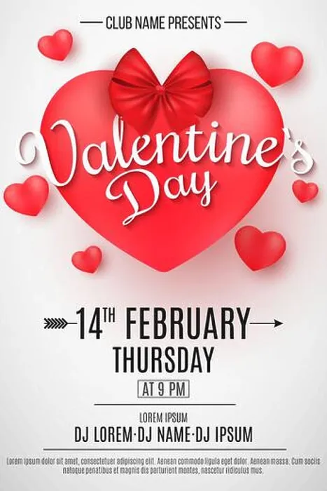 Framed Print : Valentine's Day party flyer. 3D heart with bow on a light background Framed Print : Valentine's Day party flyer. 3D heart with bow on a light background