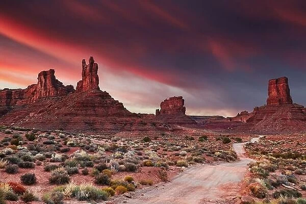Valley of the Gods at sunset, Utah, USA