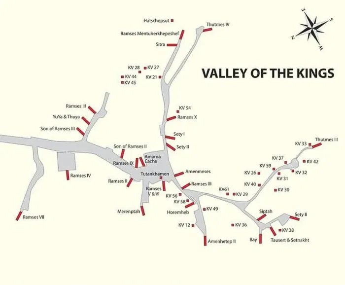 Framed Print : valley of the kings map, egypt Framed Print : valley of the kings map, egypt