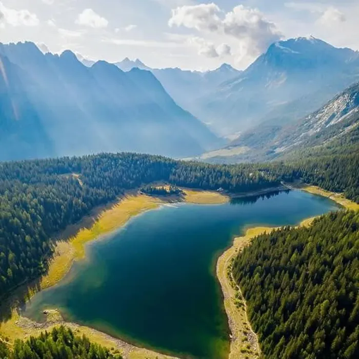 Framed Print : Valmalenco (IT), Aerial view of the lake Palù Framed Print : Valmalenco (IT), Aerial view of the lake Palù