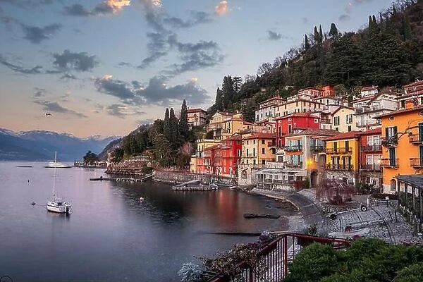 Varenna, Italy on Lake Como at dusk