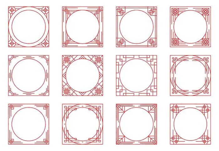 Framed Print : Various vector Chinese frame set Framed Print : Various vector Chinese frame set
