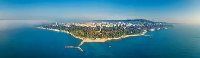Framed Print : Varna, Bulgaria cityscape, aerial drone view over the city skyline Framed Print : Varna, Bulgaria cityscape, aerial drone view over the city skyline
