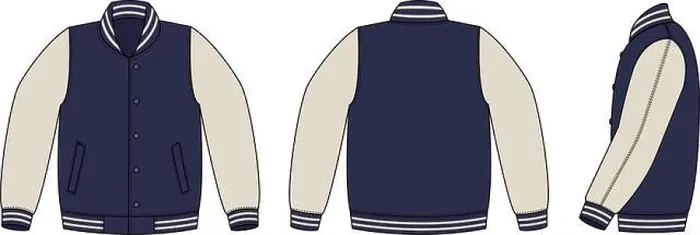 Framed Print : Varsity jacket ( baseball jacket ) template illustration(front, back and side )