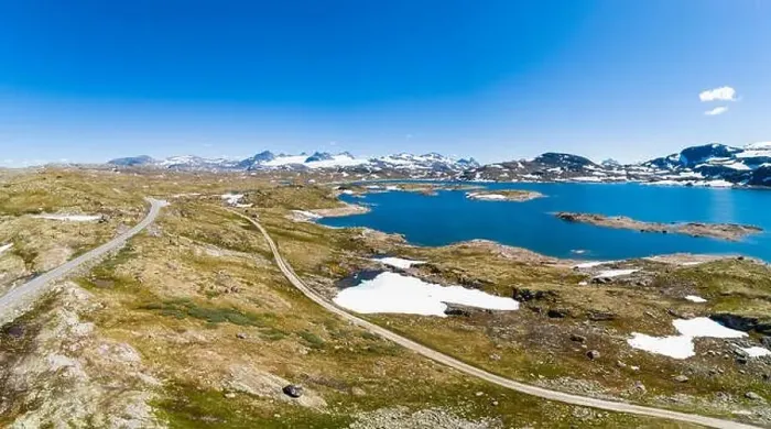 Framed Print : Vast Nordic lake and mountain range, aerial view, Sognefjell, Jotunheimen, Norway, Europe Framed Print : Vast Nordic lake and mountain range, aerial view, Sognefjell, Jotunheimen, Norway, Europe