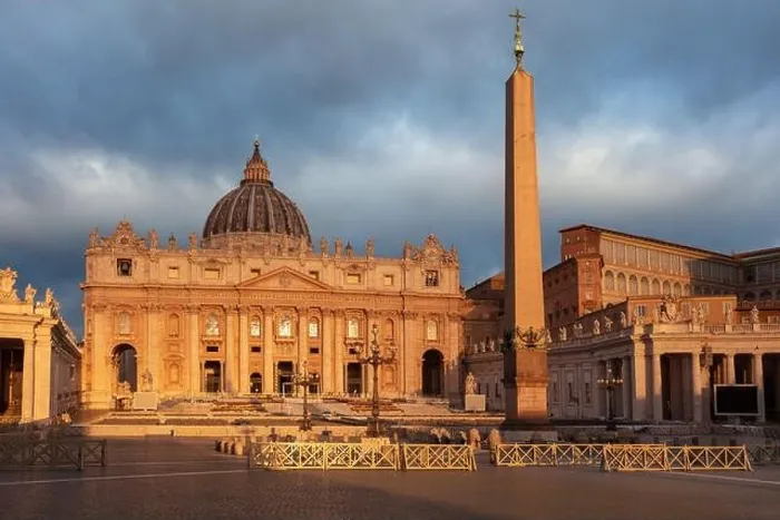 Framed Print : Vatican City, Rome, Italy. Cityscape image of illuminated Saint Peter's Basilica and St. Peter's Square, Vatican City, Rome, Italy at sunrise