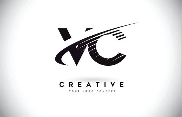 Framed Print : VC V C Letter Logo Design with Swoosh and Black Lines. Modern Creative zebra lines Letters Vector Logo Framed Print : VC V C Letter Logo Design with Swoosh and Black Lines. Modern Creative zebra lines Letters Vector Logo