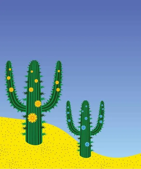 Framed Print : vector cactuses in desert Framed Print : vector cactuses in desert