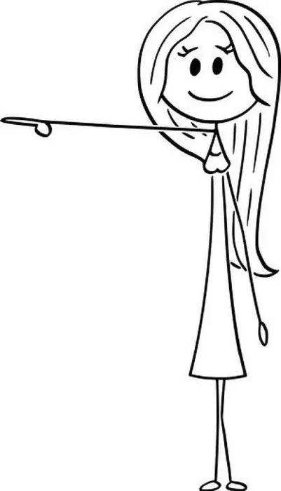 Framed Print : Vector cartoon stick figure drawing conceptual illustration of young attractive woman showing or pointing at something Framed Print : Vector cartoon stick figure drawing conceptual illustration of young attractive woman showing or pointing at something
