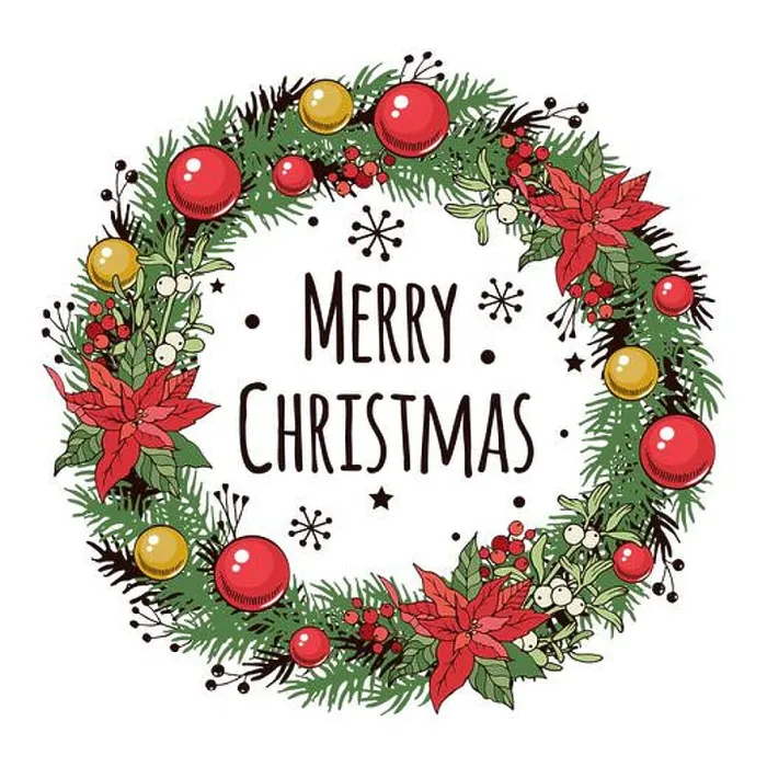 Framed Print : Vector Christmas wreath of red poinsettia, pine branches and berries, decorated with red and yellow Christmas balls Framed Print : Vector Christmas wreath of red poinsettia, pine branches and berries, decorated with red and yellow Christmas balls